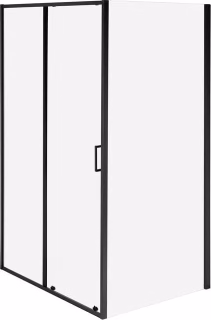Cabina doccia moderna in vetro temperato con porta singola e profili in alluminio nero 90 x 120 x 190 cm