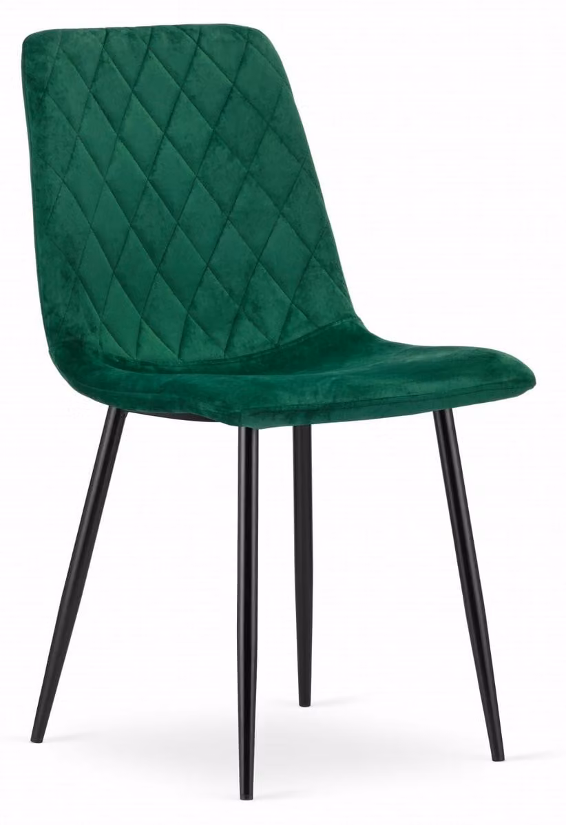 Sedia Turin in velluto verde scuro con trapuntatura a rombi