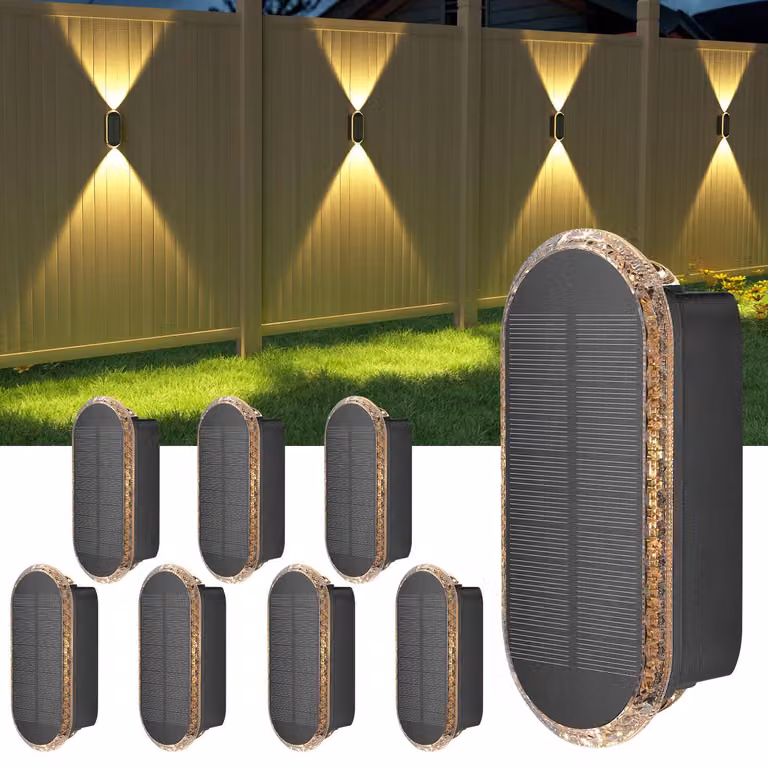 Lampade solari, confezione da 8, 3 colori, grado di protezione IP65, con illuminazione direzionale verso l'alto e verso il basso