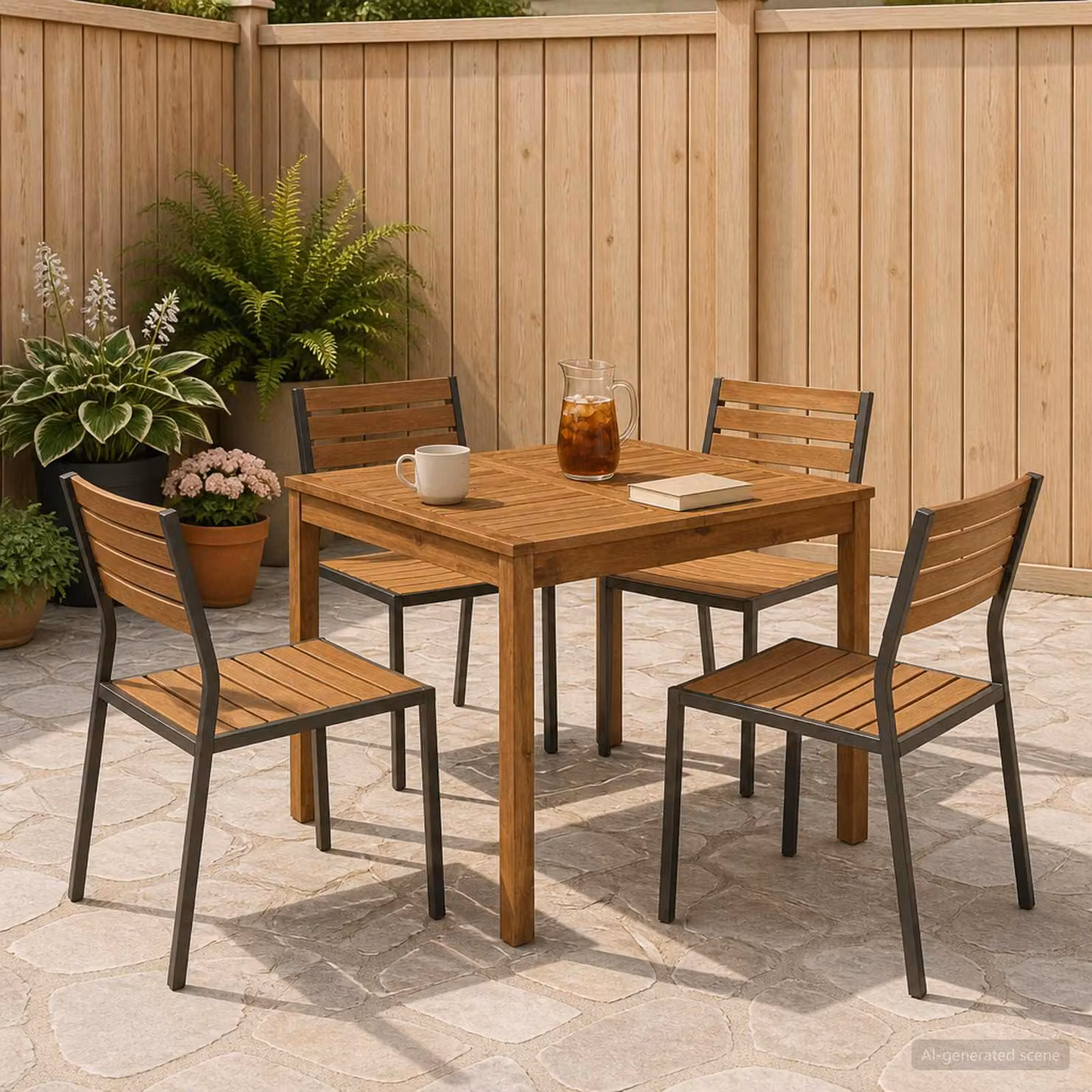 vidaXL Tavolo da giardino in legno di acacia marrone, L 80 cm x P 80,5 cm x H 75 cm