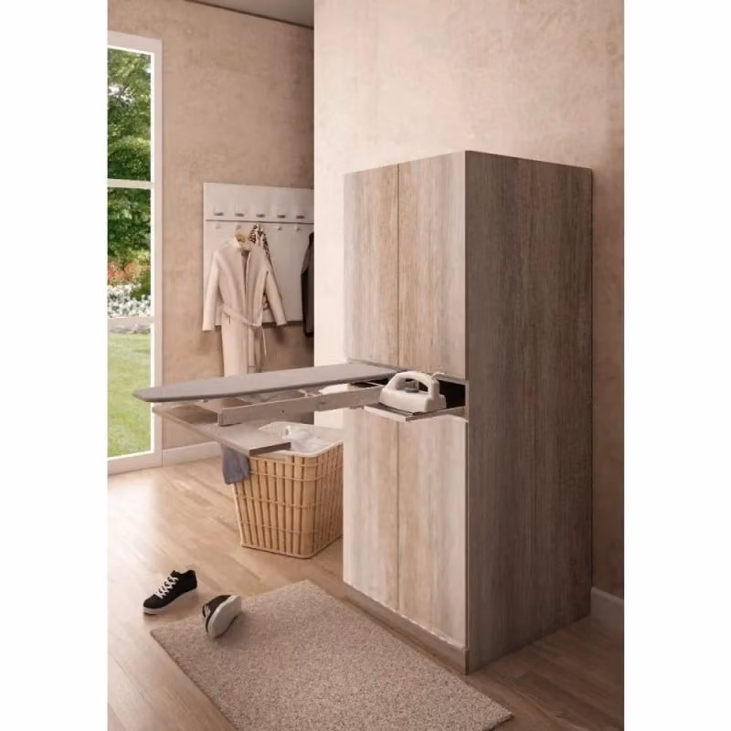 Mobile Lavanderia a Colonna Giordanoshop con Asse da Stiro in Nobilitato Olmo Scuro L/P/H: 70 x 70 x 174 cm – 2