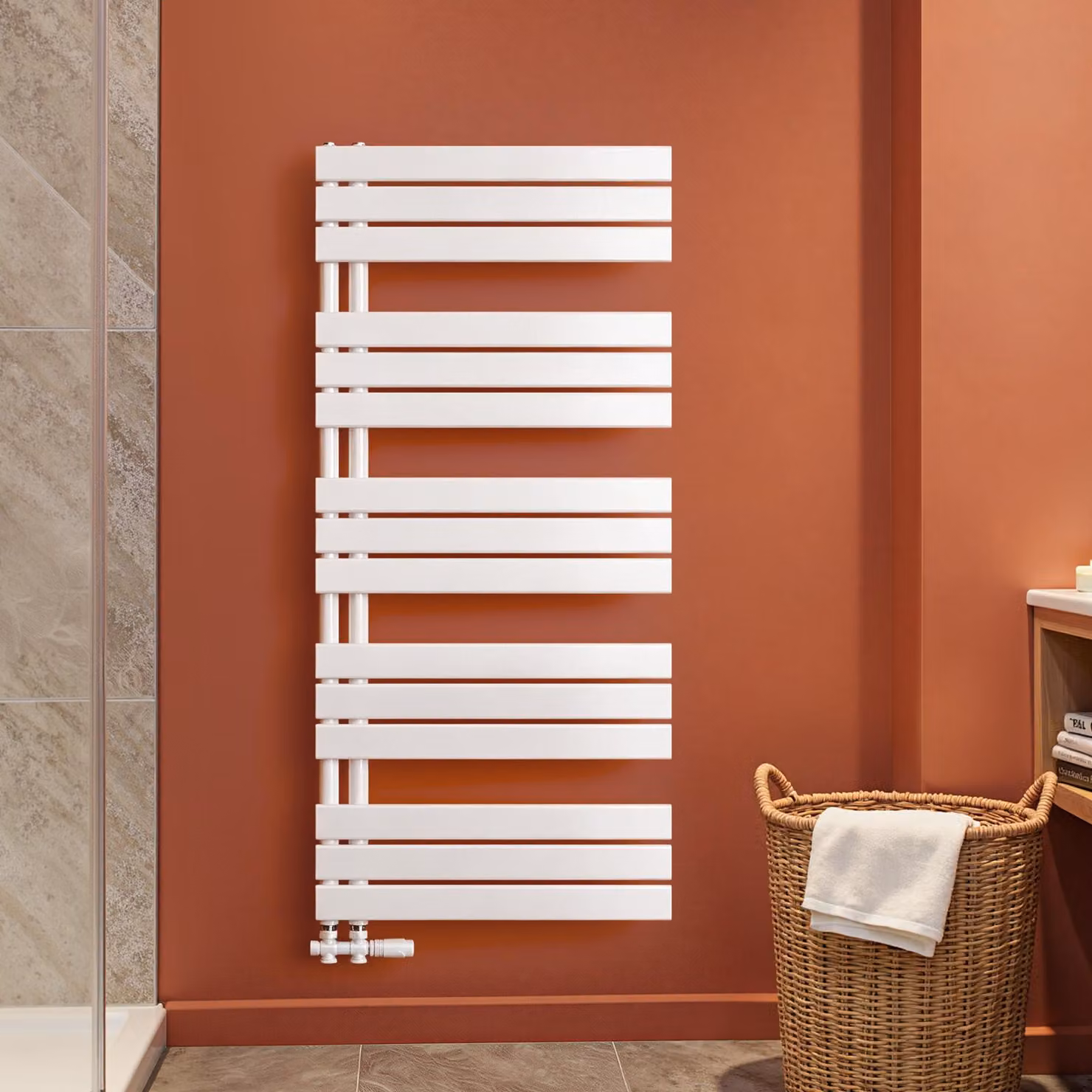 S'AFIELINA 1320x600mm Radiatore da bagno Radiatore per asciugamani Radiatore a pannello piatto per bagno Attacco laterale Bianco 798 Watt
