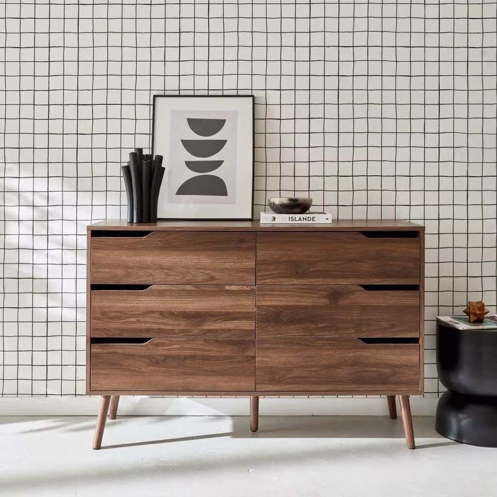 Cassettiera Sweeek in stile scandinavo effetto legno pino, colore marrone opaco – 2