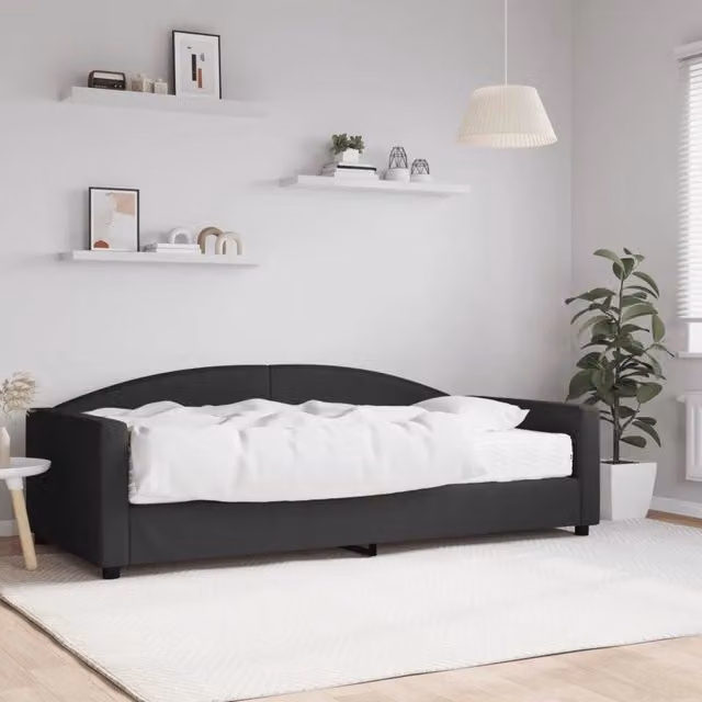 Divano Letto Moderno vidaXL in Tessuto Nero con Materasso in Schiuma L/P/H: 223 x 100 x 75 cm