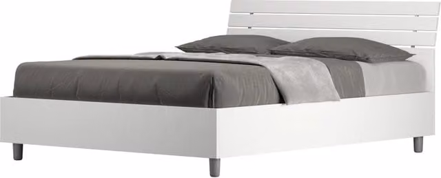 BS COM Letto matrimoniale francese senza rete 140x200 testata inclinata con doghe bianco frassino