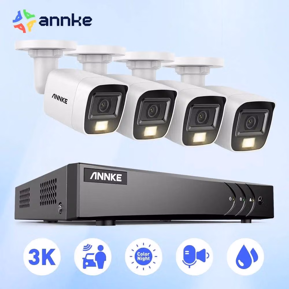 Sistema di videosorveglianza CCTV a 8 canali, con DVR da 5MP, telecamere con visione notturna a colori e audio