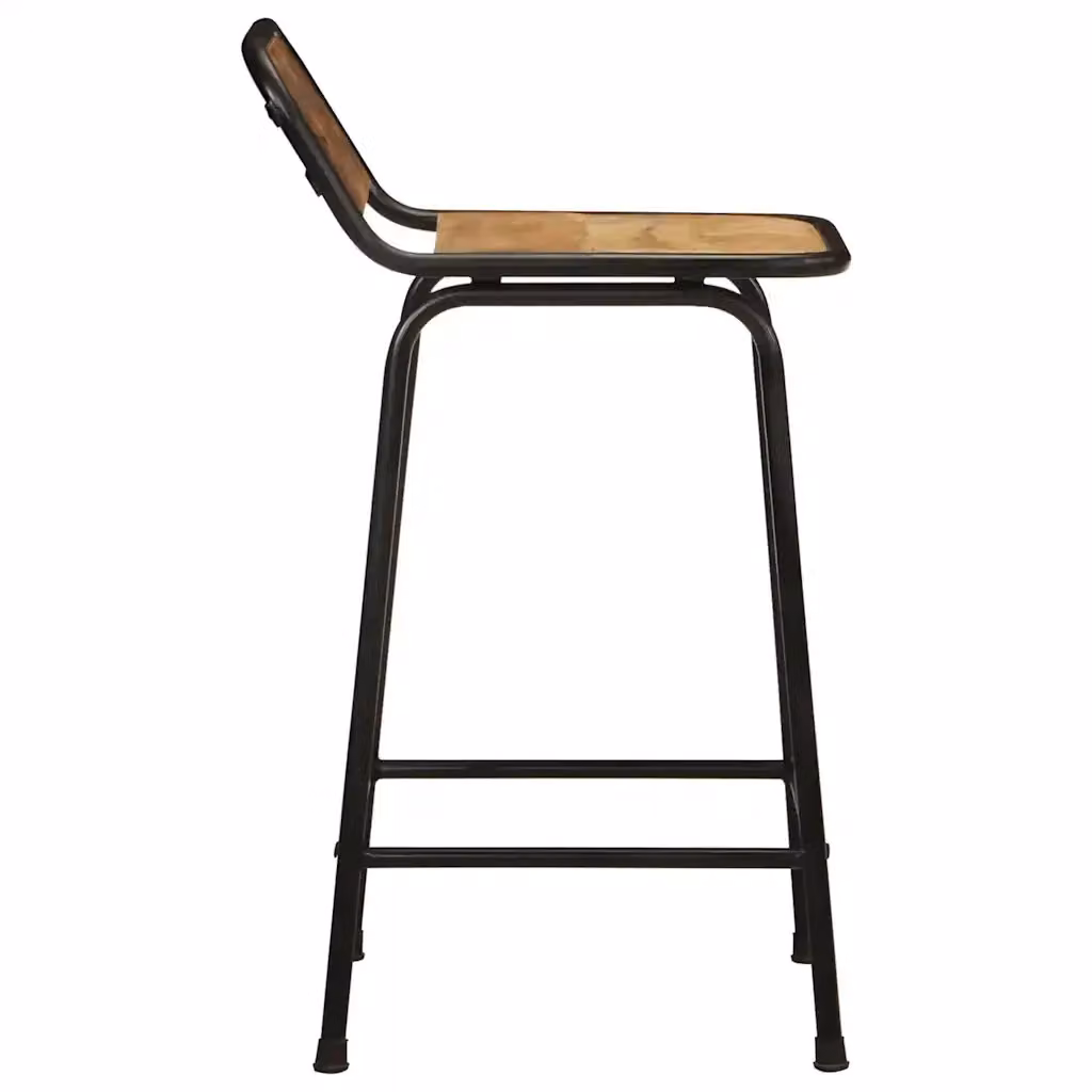 Set di 2 sgabelli da bar vidaXL in legno di mango grezzo e metallo, L/P/H: 46 x 35,5 x 80 cm – 2