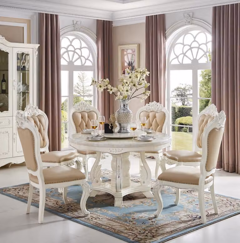 Rund Tisch 6x Stühle Ess Zimmer Sitz Polster Runde Tische Garnitur Echtholz