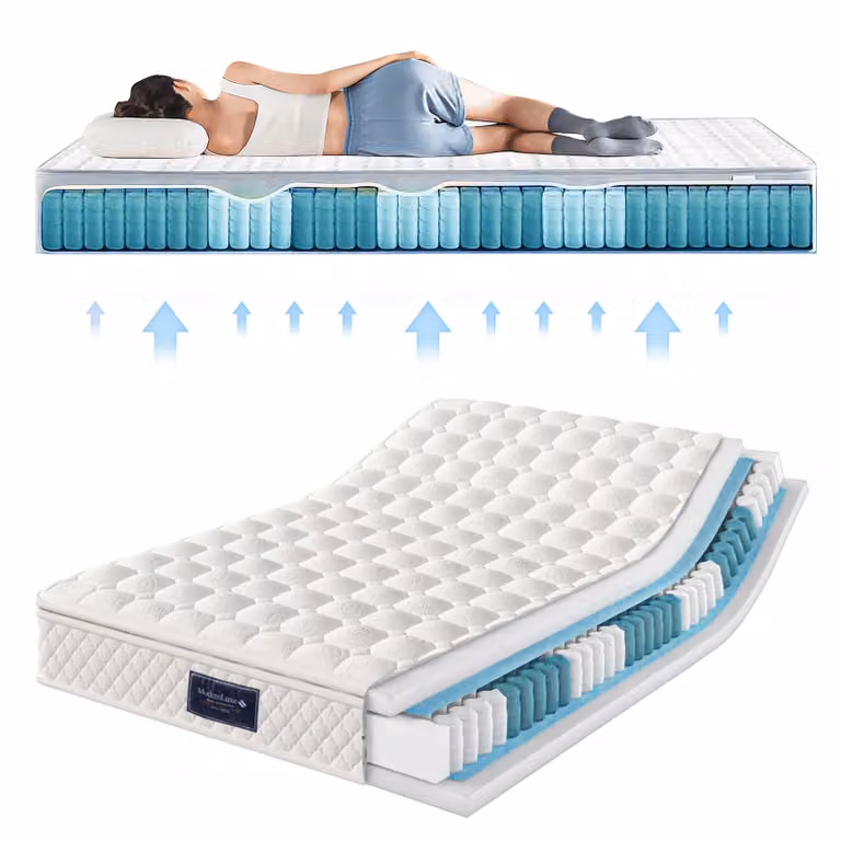 Materasso a molle insacchettate, 160x200 cm, 7 zone, in schiuma fredda, con molle insacchettate, livello di comfort H3, altezza 25 cm, Oeko-Tex