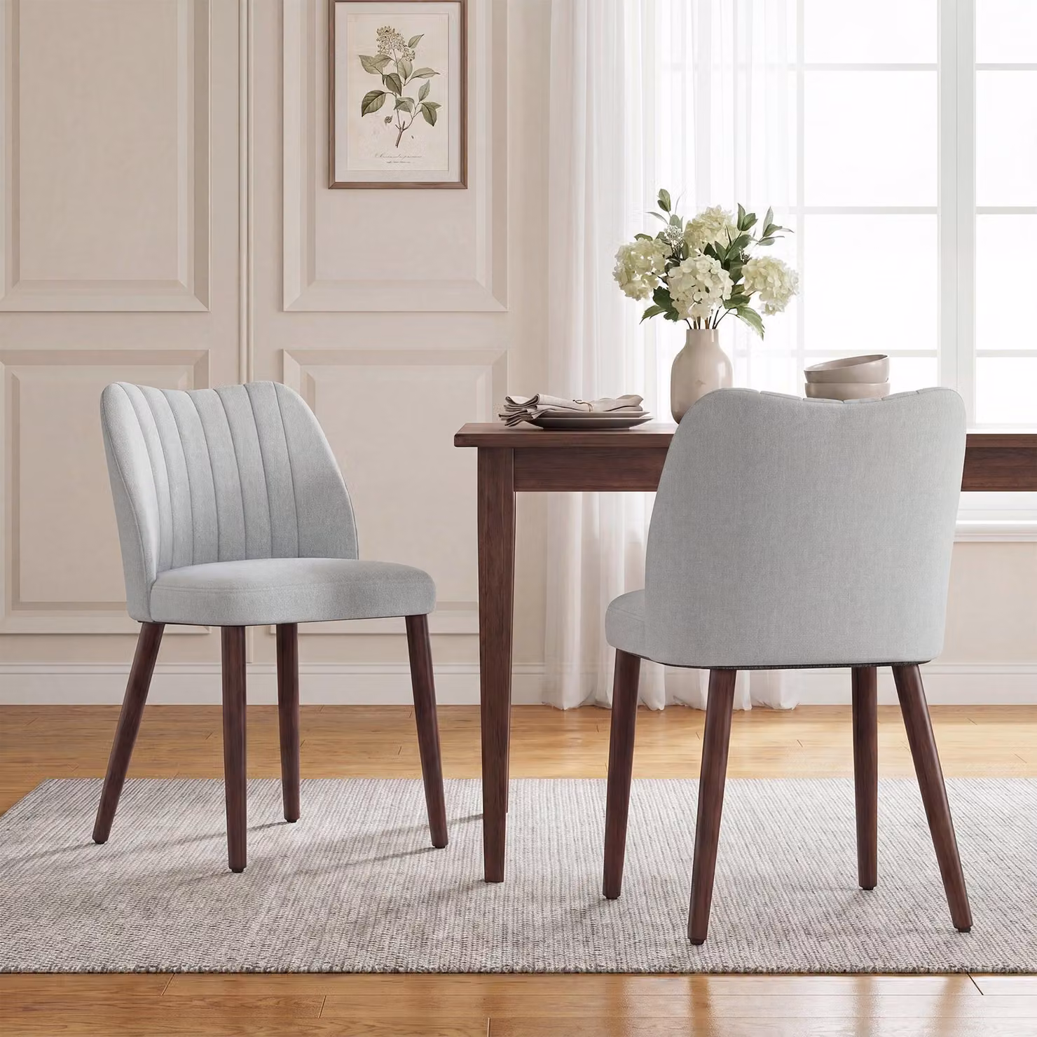 Set di 2 sedie da pranzo imbottite in tessuto, con cuscino dello schienale spesso e piedini antiscivolo. Sedia da cucina moderna dal design elegante