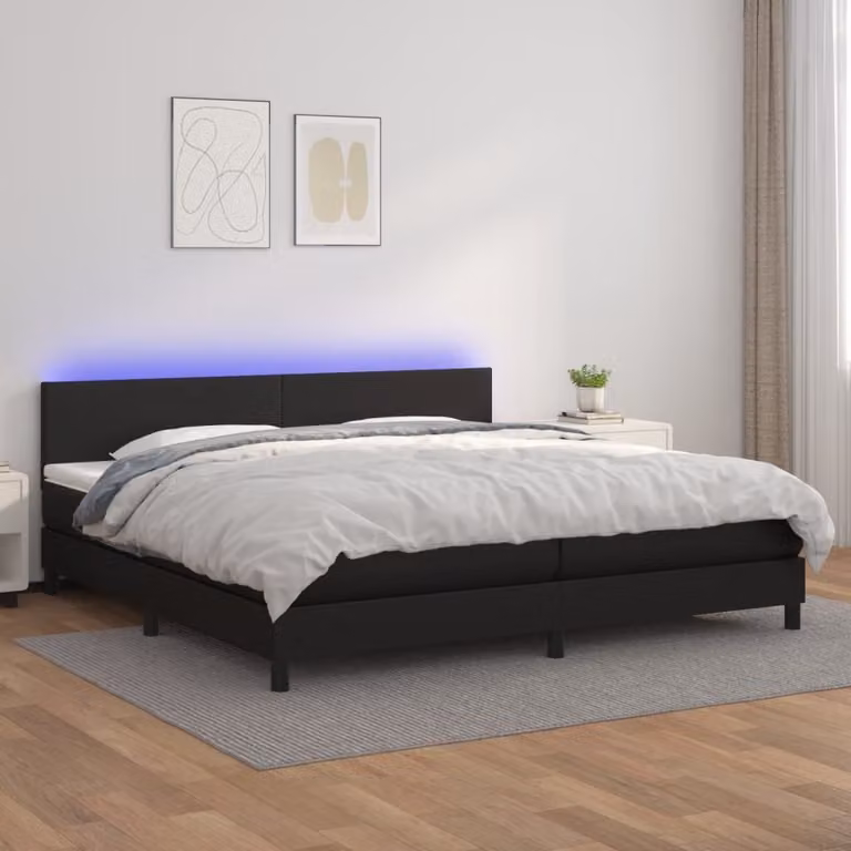 Maison Exclusive - Giroletto a Molle con Materasso e LED Nero 200x200cm Pelle finta