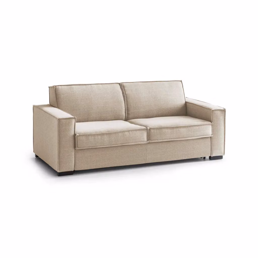 Divano Letto Alisa Talamo Italia, Divano a 2 posti con apertura girevole e braccioli slim, in tessuto beige, L: 180 cm, P: 95 cm, H: 90 cm – 2