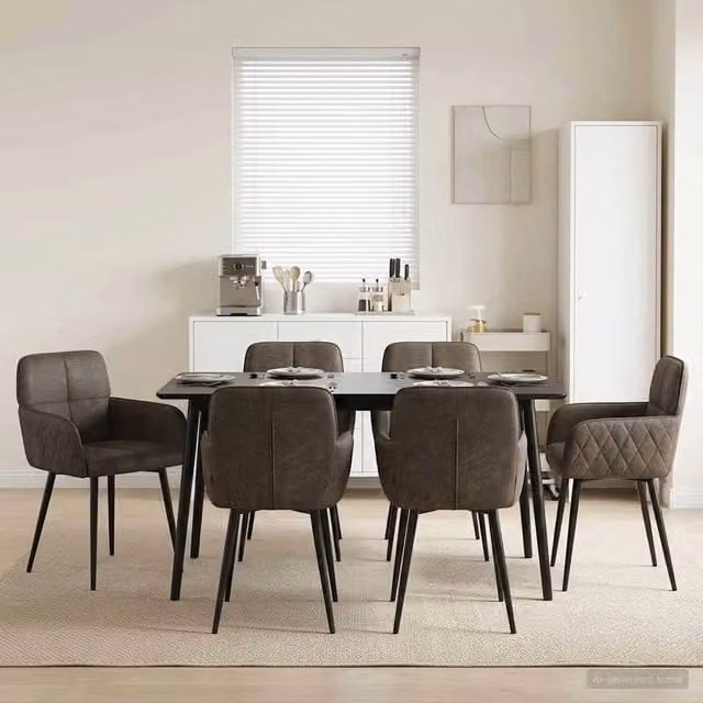 Sedie da pranzo 6 pz Pelle Scamosciata Sintetica Grigio Scuro 3428235