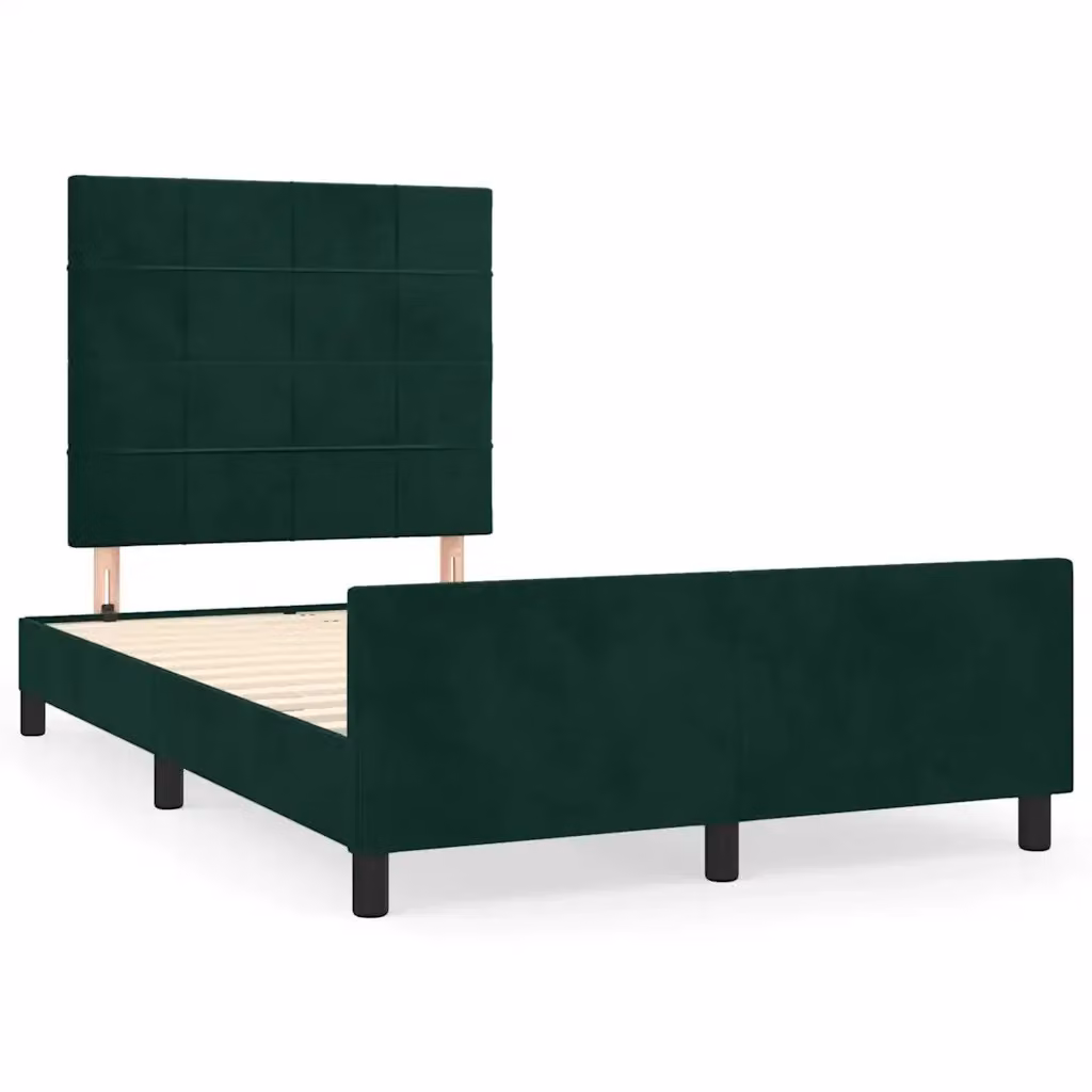 Giroletto vidaXL in Velluto Verde con Struttura in Legno e Doghe Rigide L/P/H: 120 x 200 cm – 2