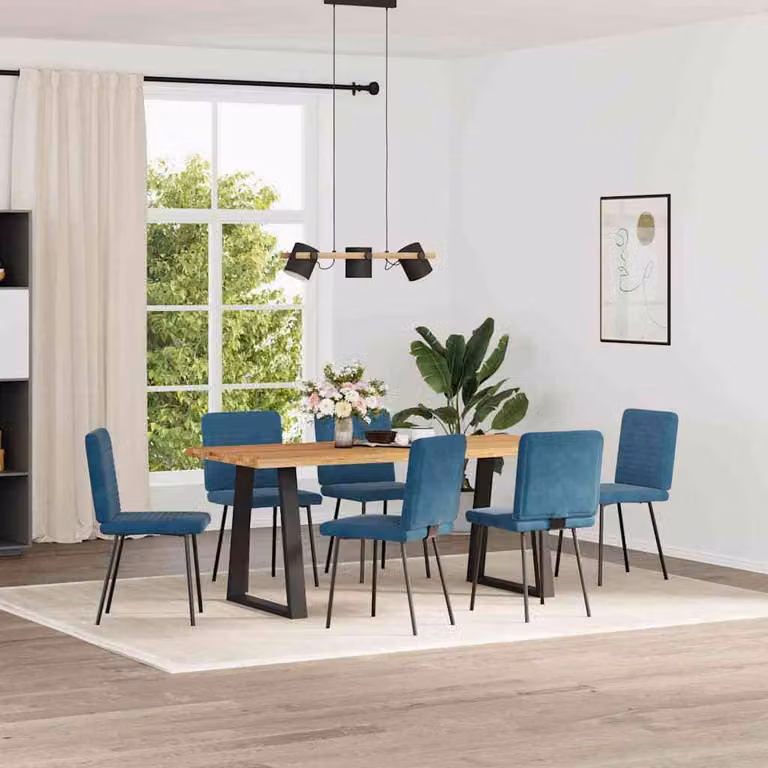 Sedie da Pranzo 6 pz Blu in Velluto