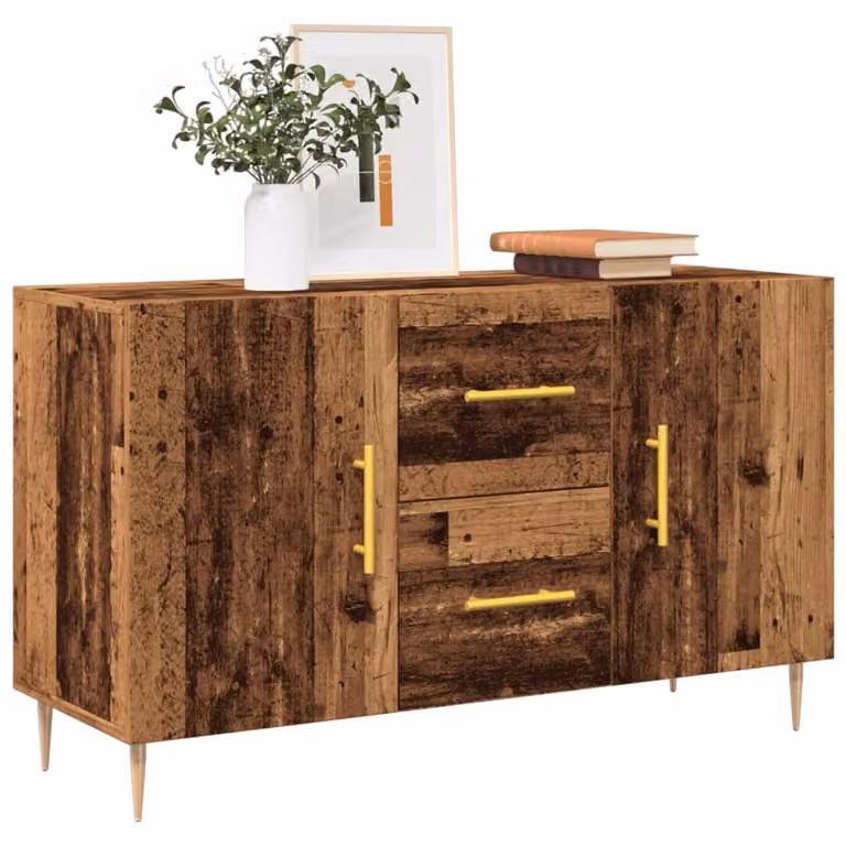 Credenza moderna vidaXL in legno e metallo marrone L: 100 cm, P: 36 cm, H: 60 cm