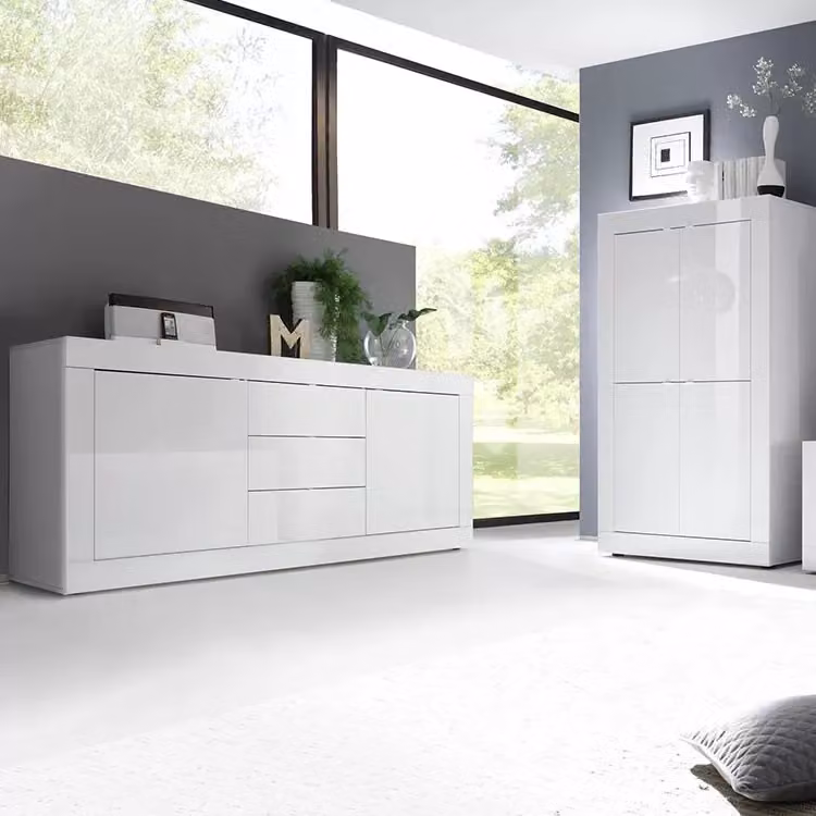 Madia moderna Mobili 2G con 2 ante e 3 cassetti bianco lucido L: 210 cm, P: 43 cm, H: 86 cm – 2