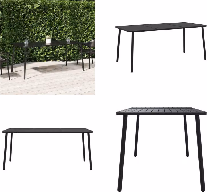 vidaXL Tavolo da giardino antracite 165x80x71 cm in acciaio - Tavolo da giardino - Tavoli da giardino - Tavolo da esterno - Tavolo da patio