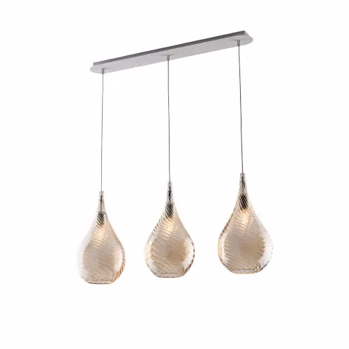 Lampadario Binario Moderno Pluvia Metallo Ambra 3 Luci E27