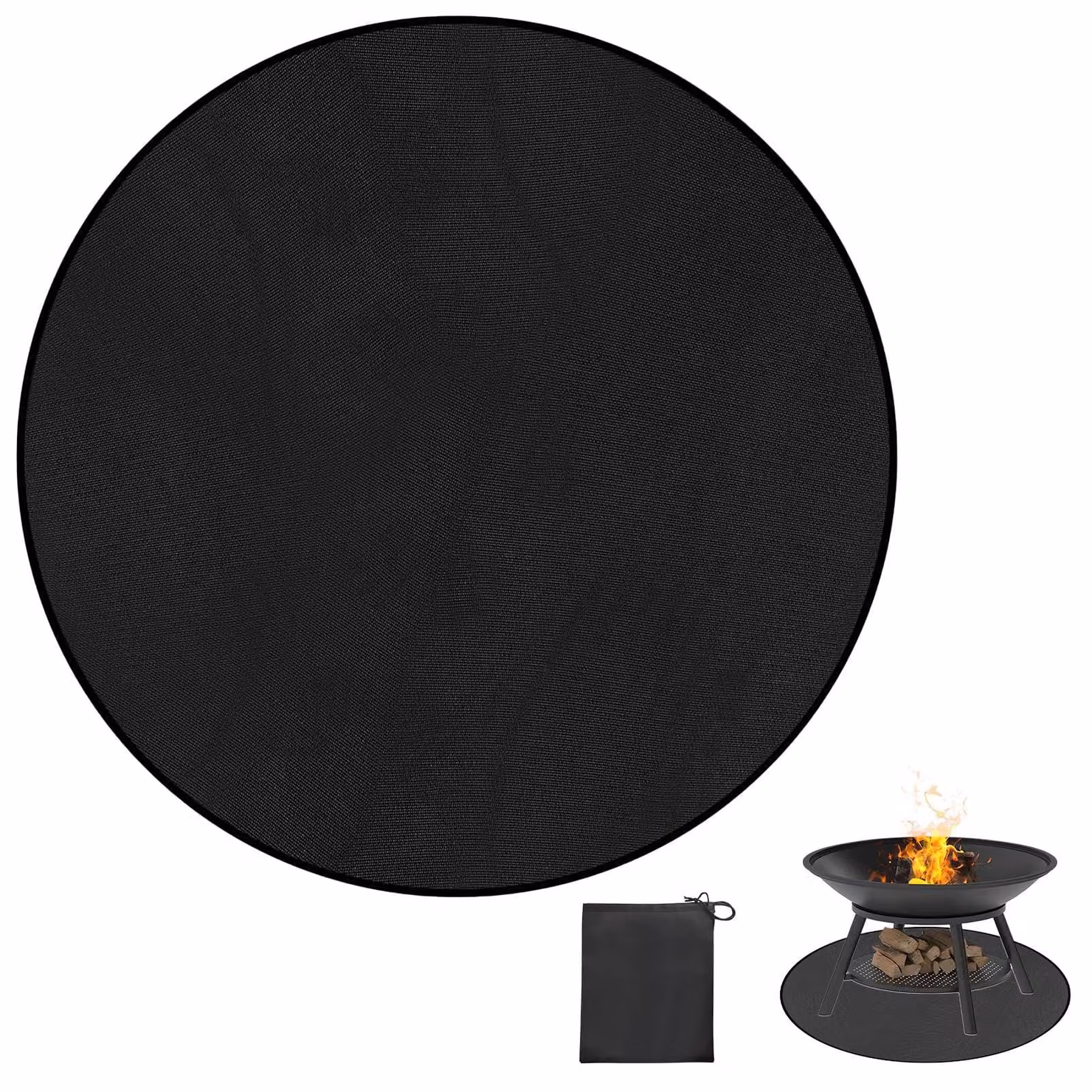 Tappet resistente al fuoco per braciere, impermeabile, protezione da fuoco e calore, colore nero, dimensioni 61 x 61 cm