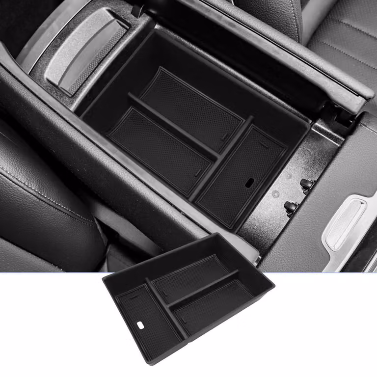 Contenitore portaoggetti per la console centrale, compatibile con Mercedes Benz EQE V295 e EQS V297, modelli dal 2022 al 2024, realizzato in ABS, colore nero