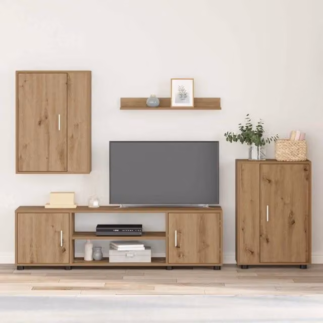 Mobile TV moderno vidaXL in legno marrone con scomparti multimediali