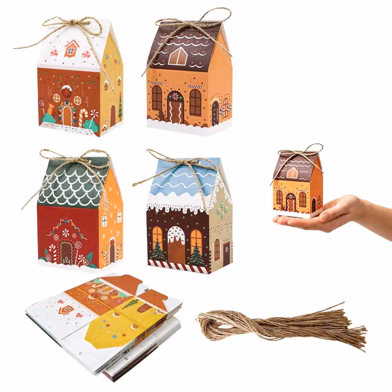 Calendario dell'Avvento per bambini, con 24 casette, realizzato con materiali sostenibili, pieghevole e colorato