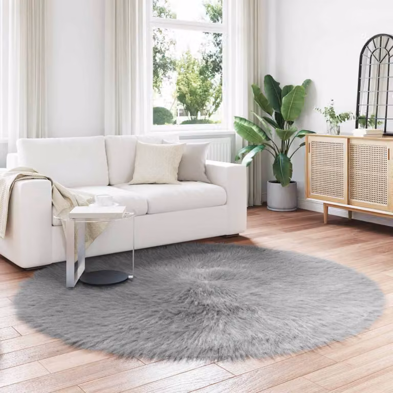 Tappeto rotondo moderno vidaXL in poliestere grigio Ø 200 cm