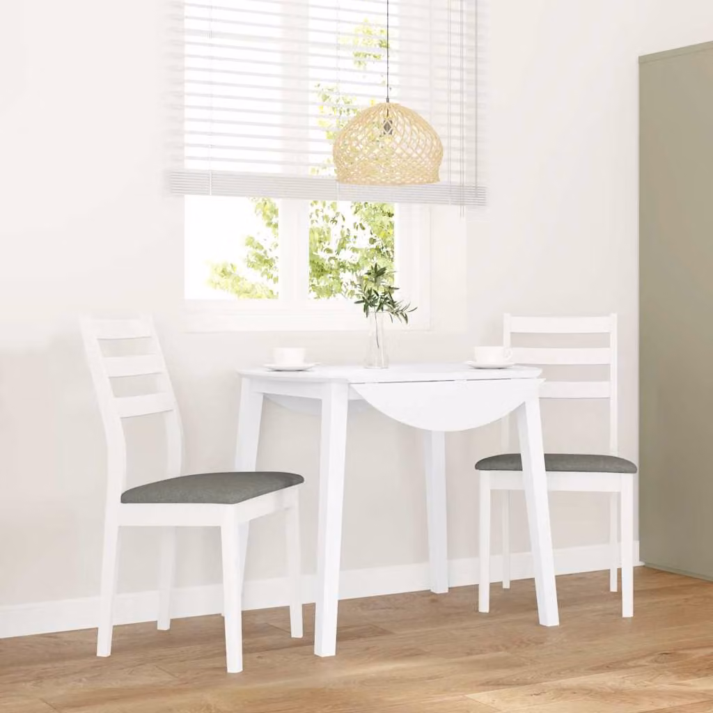 Set di 2 sedie da pranzo vidaXL in legno di hevea con cuscini bianchi e grigi per cucina e soggiorno