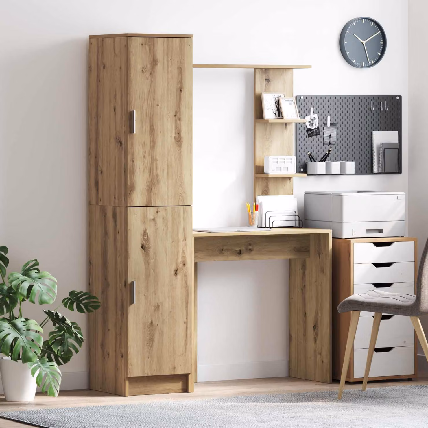 Set di 2 Scrivanie con Scaffali Moderni vidaXL in MDF Laminato, Colore Marrone, L/P/H: 168 x 113,5 x 43,57 cm e 168 x 113,5 x 39 cm