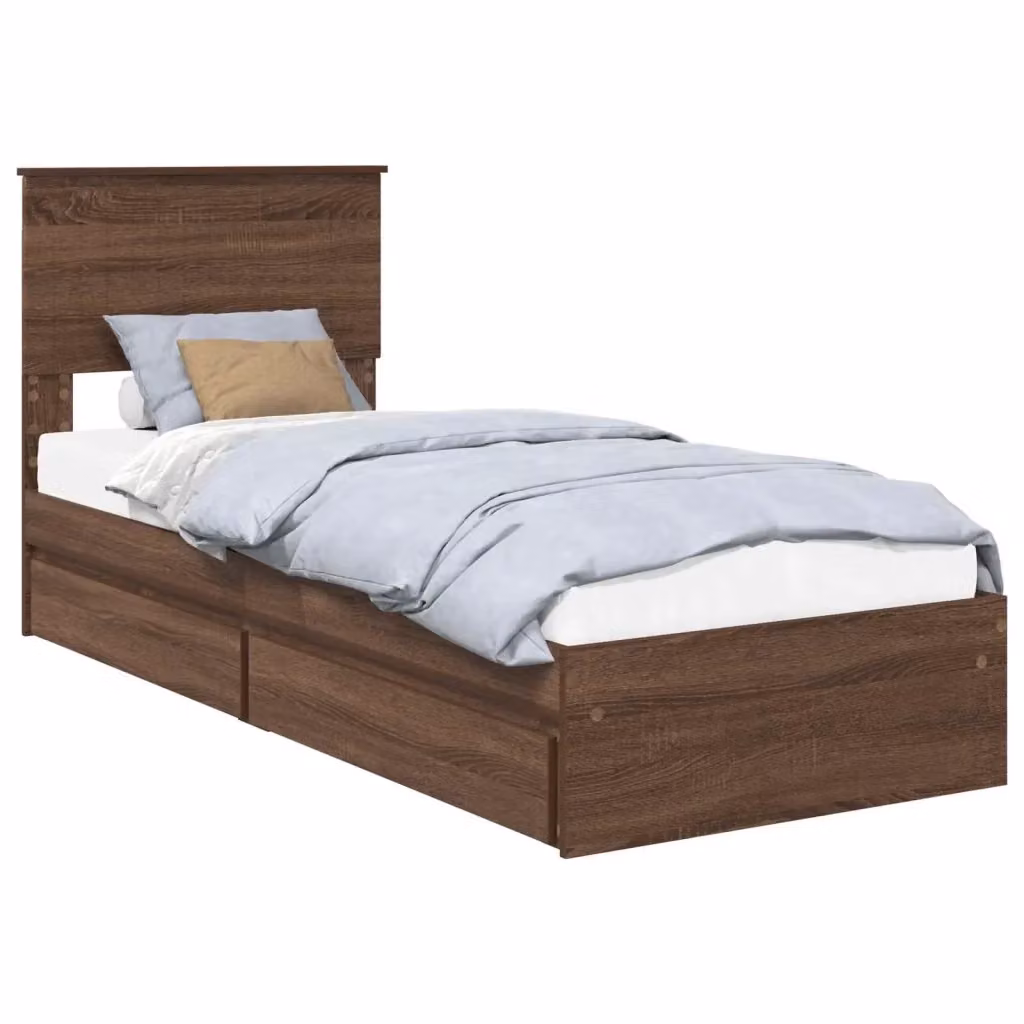 Letto con Contenitore e Testiera vidaXL in Legno Marrone L/P/H: 190 x 80 x 90 cm – 2
