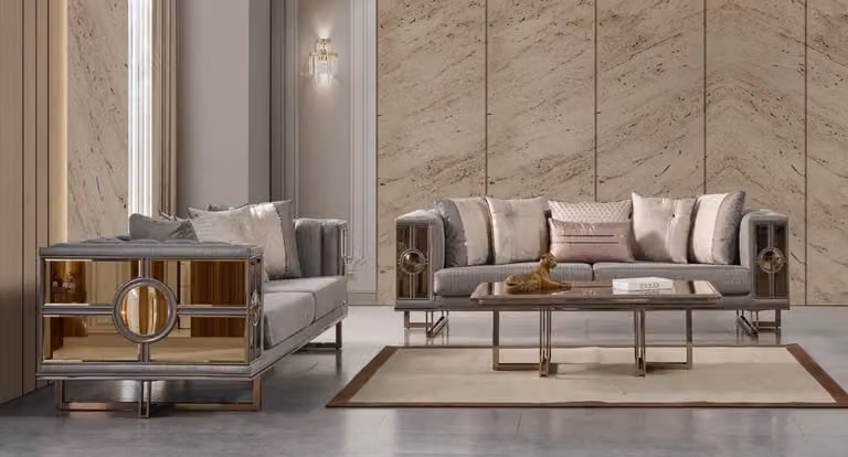 Sofagarnitur Dreisitzer Grau Luxus Sofa Sofas Modern Set Wohnzimmer
