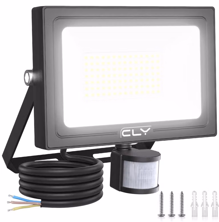 Faretto LED da esterno da 80W con sensore di movimento, 7520 lumen, 6500K, grado di protezione IP66