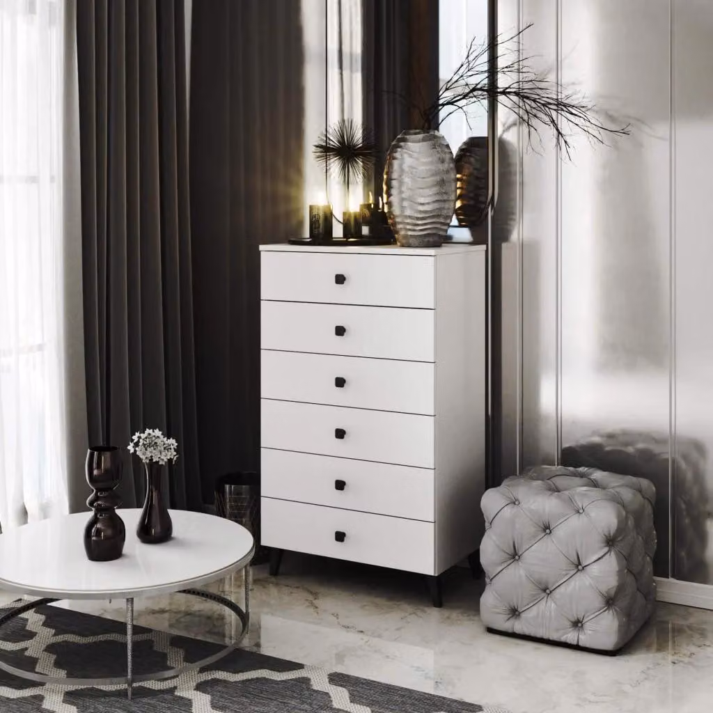 Comò dal design moderno MAVRIEL - bianco / nero