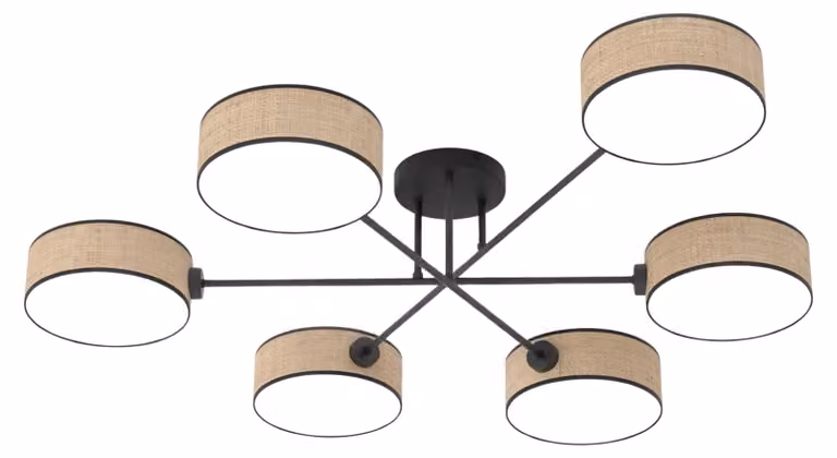 Lampada a sospensione MAGA nero-marrone 6xE14x15W in tessuto, dimensioni: 22x105x86 cm, IP20, Emibig
