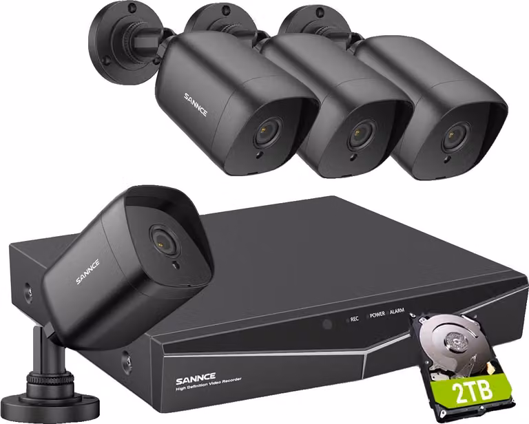 Sistema di telecamere di sicurezza SANNCE 5MP, visione notturna fino a 30 metri, impermeabile IP66, 4STK 2TB