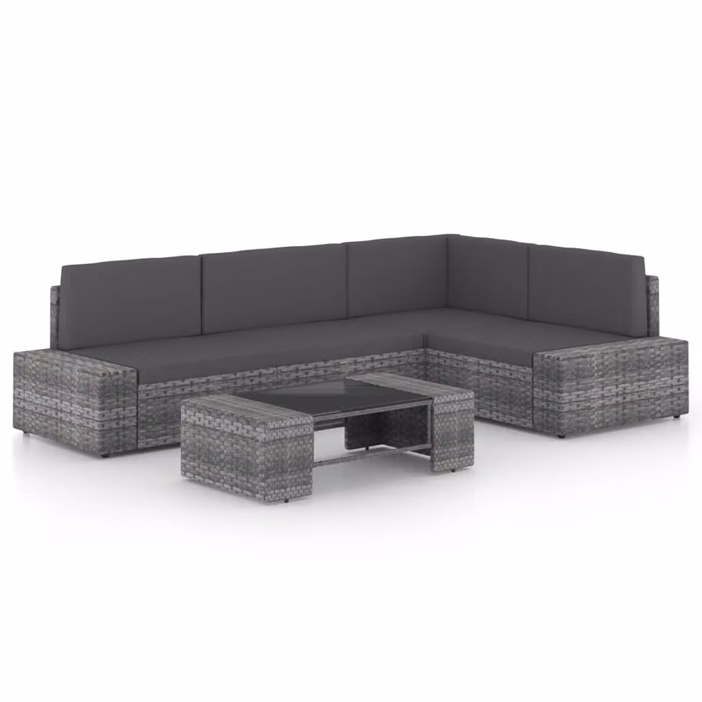 Maison Exclusive - Set da giardino 5 pezzi con cuscini grigio in polyrattan