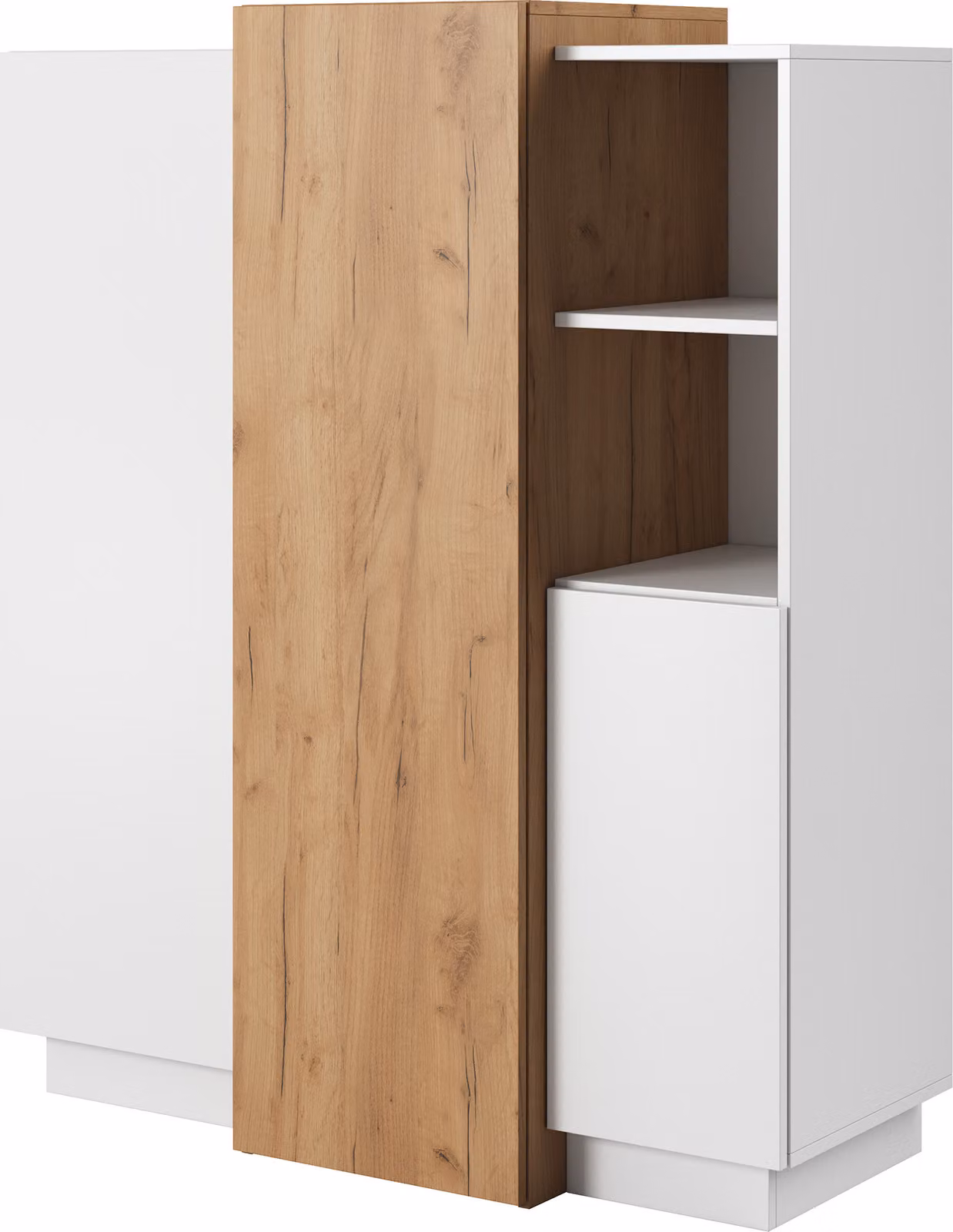 Masseno Comò TRES 110 cm Credenza alta e 3 ante per soggiorno camera da letto Moderno 110x45x134 cm Bianco / Arancione