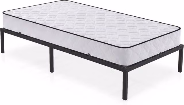 Struttura Letto Pieghevole in Metallo con Materasso Rete a Doghe 100x200 cm Nero Letto per Ospiti 6 Gambe 10 Doghe