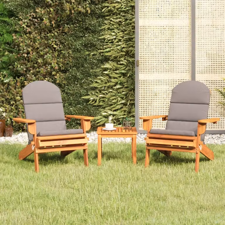 Set Salotto da Giardino Adirondack vidaXL in Legno di Acacia Oliato, 3 Pezzi, Marrone/Grigio