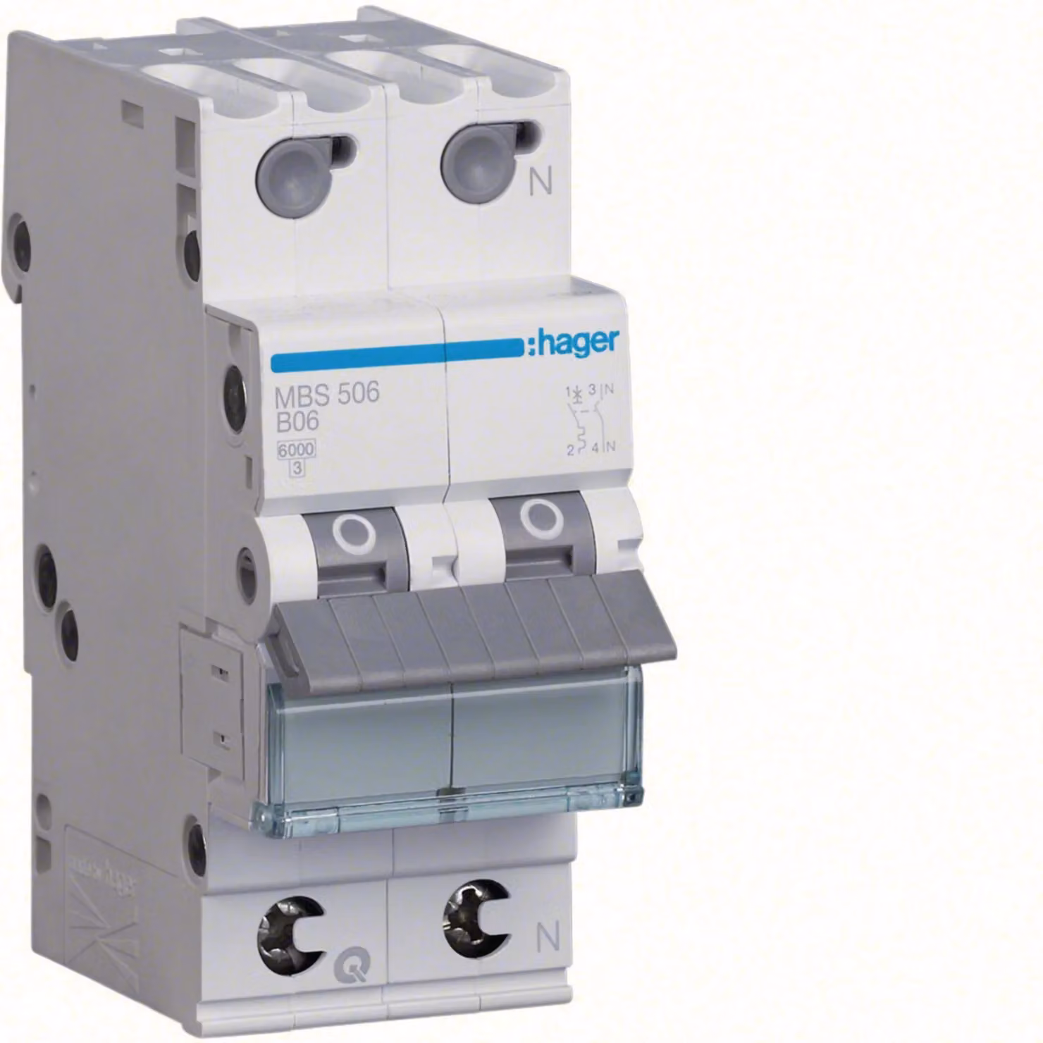 Interruttore LS Hager 1P+N 6kA B-6A Quick Connect Hager MBS506, 1 pz.