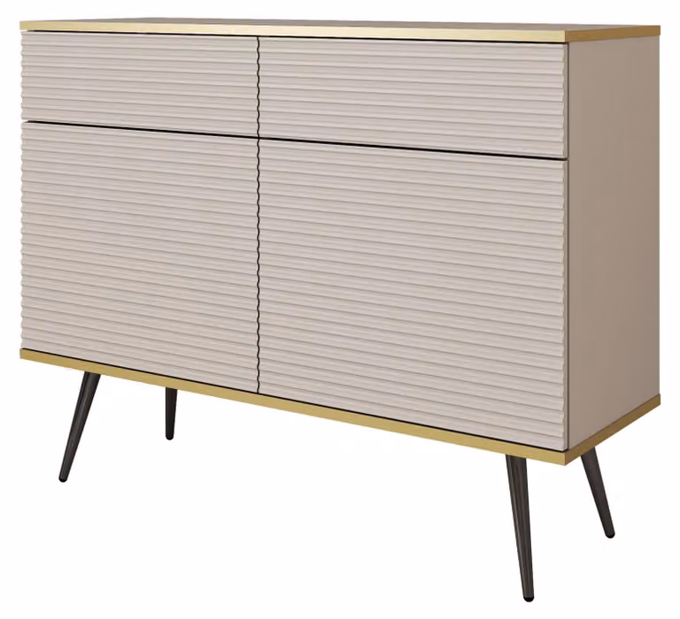 Credenza glamour beige con gambe nere, 107 x 85 x 39