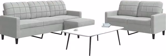 Set di Divani 3 pz con Cuscini Grigio Chiaro in Velluto 3278401