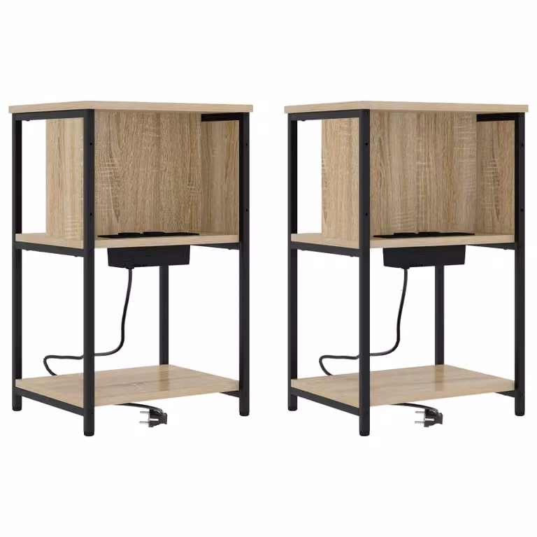 Set di 2 Armadi da Notte vidaXL in Rovere Sonoma Marrone, L 38 cm x P 31 cm x H 61 cm
