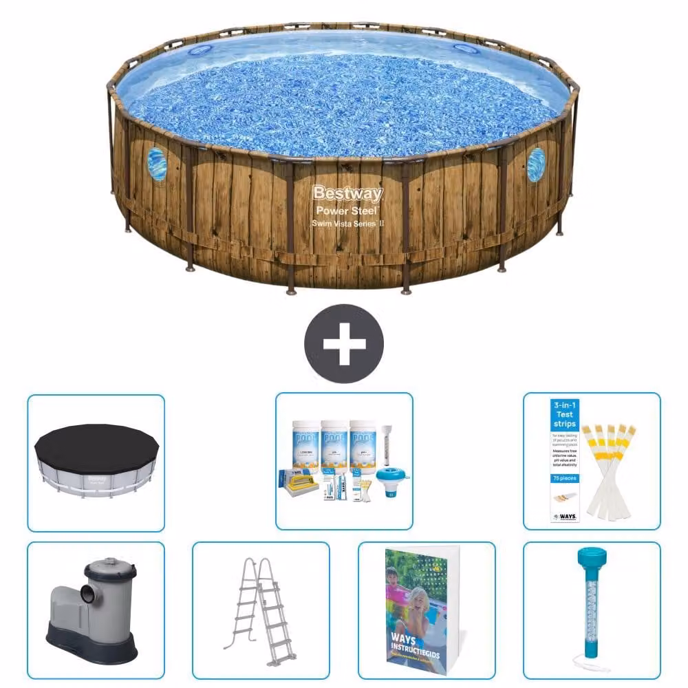Bestway Power Steel, piscina rotonda - 488x122 cm - composta da 6 parti, modello S574