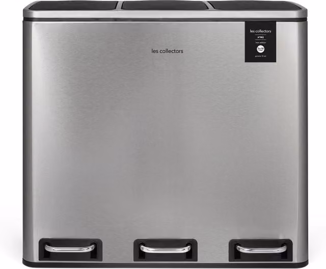 Pattumiera per la differenziata in acciaio inox con pedale, chiusura soft close e secchio interno rimovibile, Grigio/Argento, L/P/H: 55,5 x 34,0 x 61,0 cm