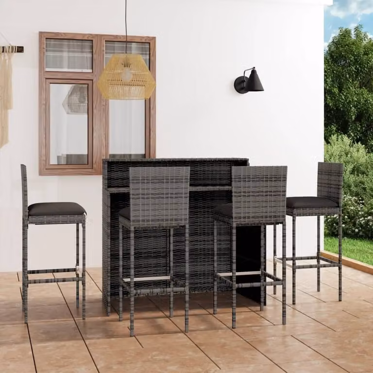 Maison Exclusive - Set da giardino da 5 pezzi con cuscini, grigio