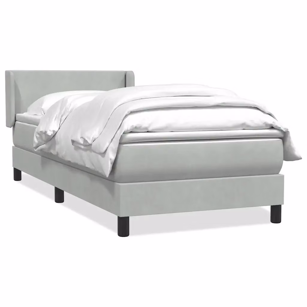 Letto con Giroletto a Molle e Materasso Ibrido vidaXL in Velluto Grigio Chiaro L 80 cm x P 223 cm x H 83 cm – 2