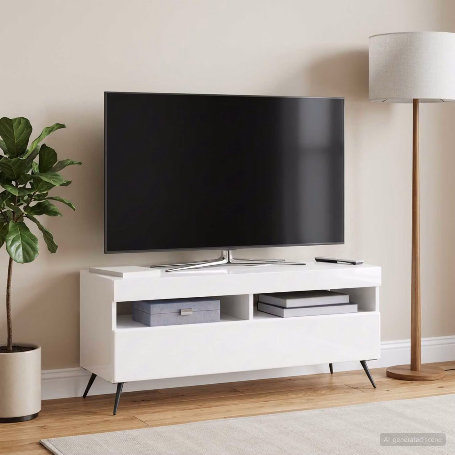 Mobile TV LED vidaXL Bianco Lucido in Legno MDF con Illuminazione Integrata per il tuo Soggiorno