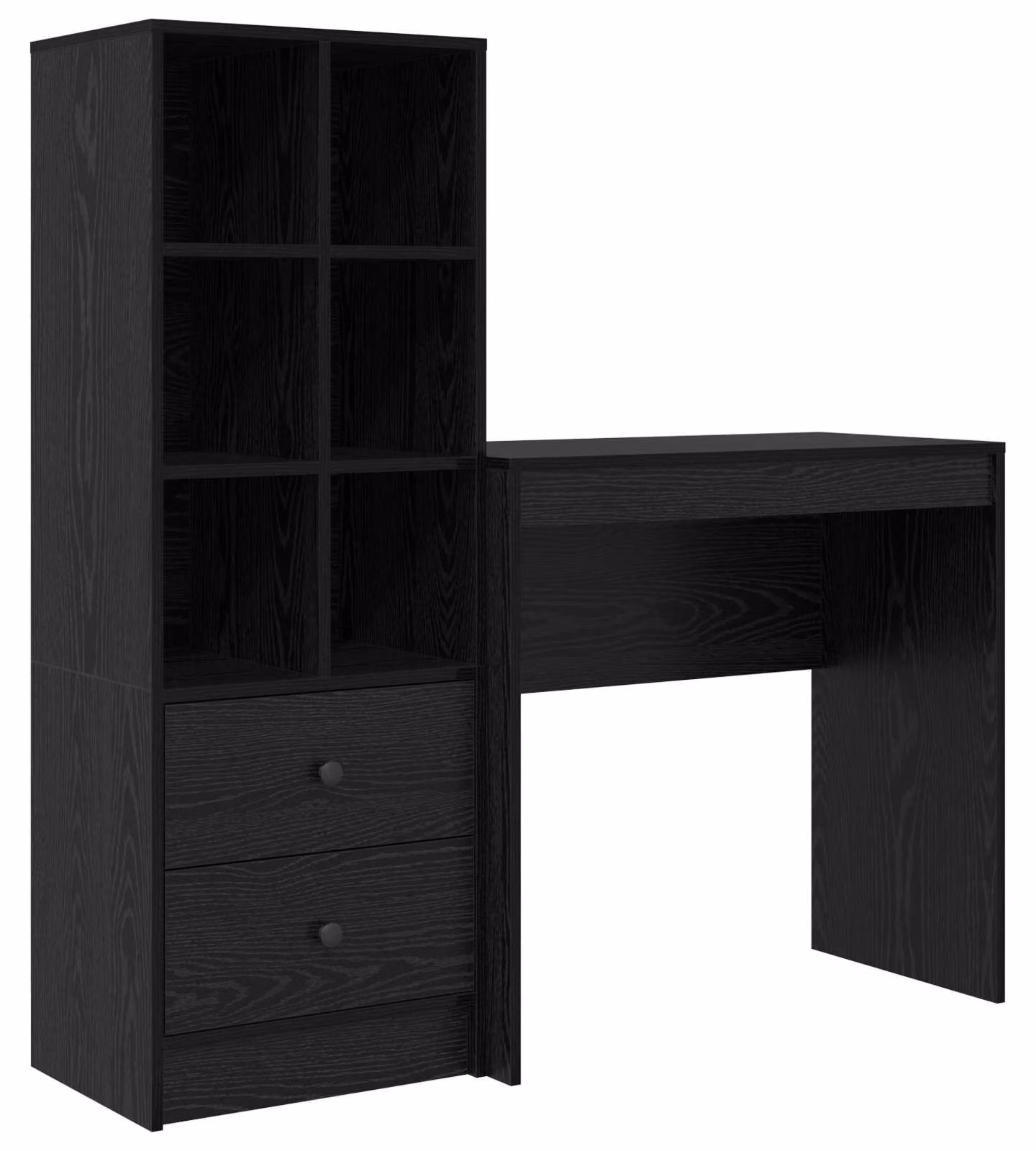 Scrivania con cassetto con lo scaffale 2 pcs Rovere Nero